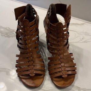 Anna Brown Strappy Gladiator Heeled Sandals